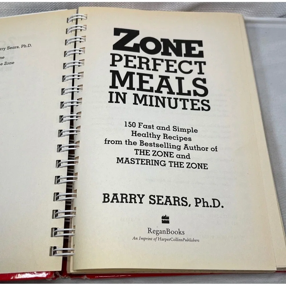 Zone Perfect Meals in Minutes Barry Sears 1st Ed Spiral Hardcover Cookbook 1997